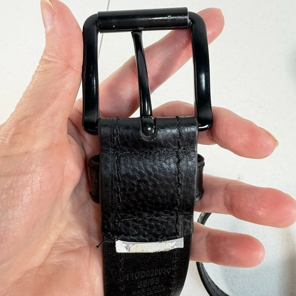 Dickies Men's‎ Sz 38 Belt Black Leather Black Tone Buckle Adjustable Work
